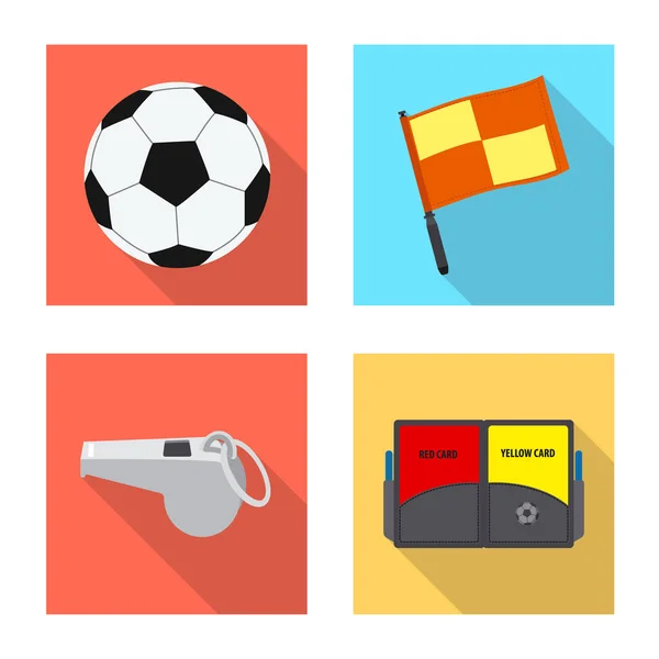 Vektoros illusztráció foci és a felszerelés szimbólum. Készlet-ból foci és a verseny tőzsdei szimbólum a web. — Stock Vector