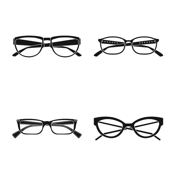 Ізольований об'єкт окулярів і піктограм рамки. Набір окулярів та символів аксесуарів для Інтернету . — стоковий вектор