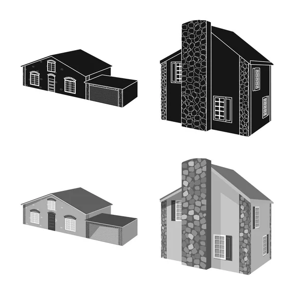 Projeto vetorial de fachada e sinal de habitação. Coleta de fachada e infra-estrutura ilustração do vetor estoque . —  Vetores de Stock