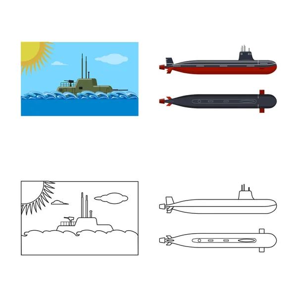 Vektor-Illustration von Krieg und Schiffsikone. Illustration von Krieg und Flottenbestand. — Stockvektor