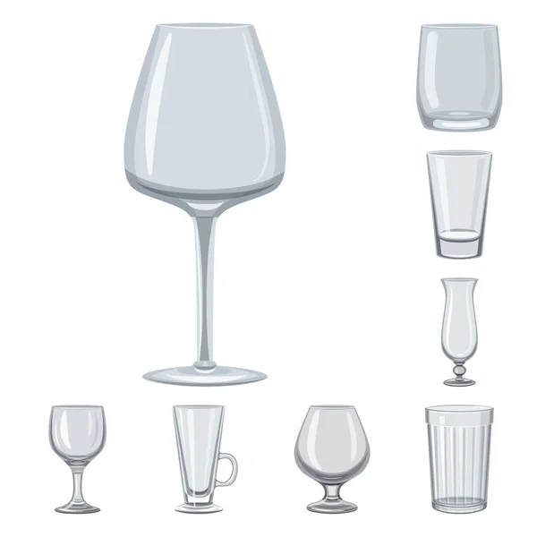 Векторний дизайн посуду та значка контейнера. Набір посуду та скляного посуду Векторна іконка для скла . — стоковий вектор