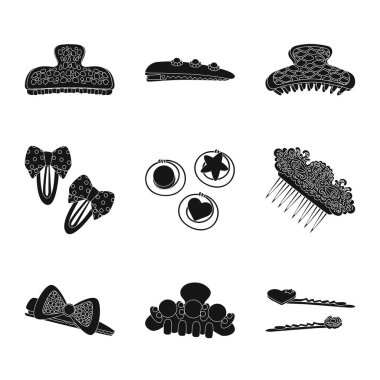 Saç modeli ve kadın sembolü izole nesne. Web için saç modeli ve saç stok sembolü koleksiyonu.