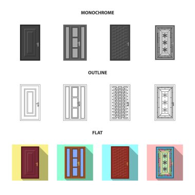 Kapı ve ön simgesi yalıtılmış nesne. Kapı ve ahşap vektör simgesini hissenin koleksiyonu.