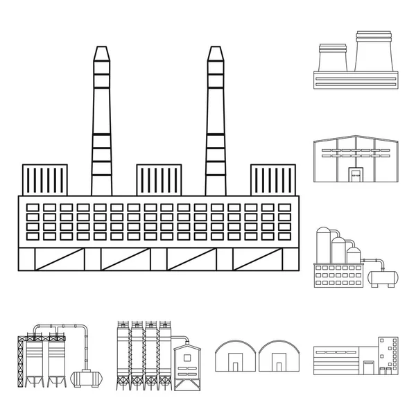 Oggetto isolato di fabbricazione e simbolo aziendale. Raccolta del simbolo dello stock di produzione e struttura per il web . — Vettoriale Stock