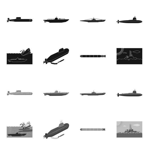 Ilustración vectorial del logotipo de guerra y barco. Colección de ilustración vectorial de guerra y flota . — Vector de stock