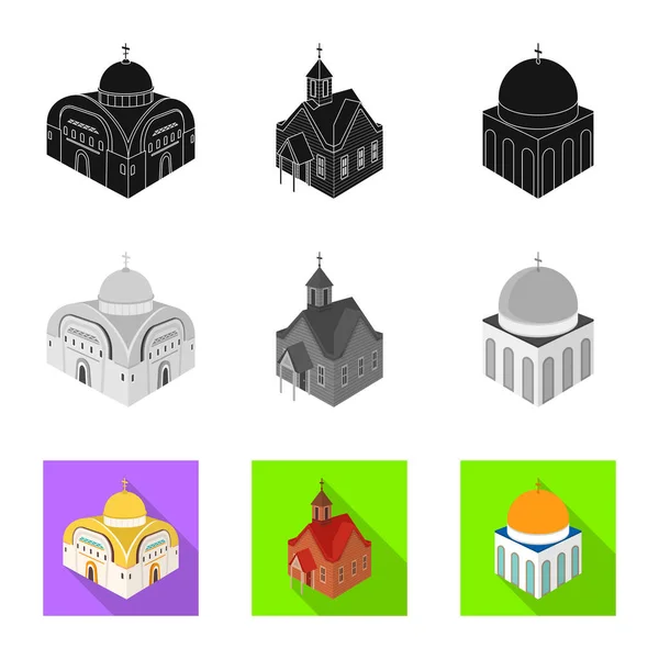 Objeto aislado de templo e icono histórico. Conjunto de templo y fe stock vector ilustración . — Vector de stock