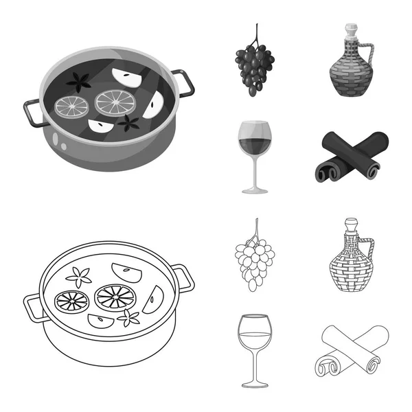 Vector ontwerp van boerderij en wijngaard teken. Set van boerderij en product Stock vector illustratie. — Stockvector