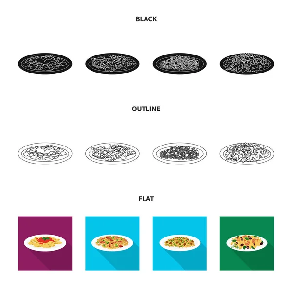 Diseño vectorial de pasta y signo de carbohidratos. Set de pasta y macarrones para web . — Vector de stock