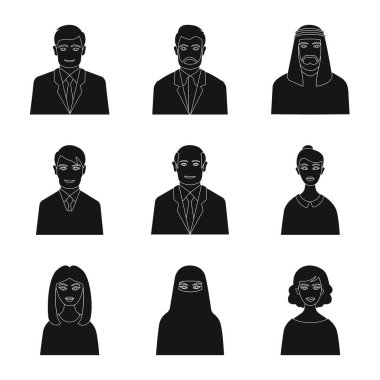 Fotoğraf ve karakter sembolü vektör tasarımı. Fotoğraf ve yüz stok vektör illüstrasyon koleksiyonu.