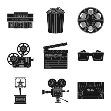 Oturum ve görüntüleme sembolü vektör Illustration. Web için oturum ve tiyatro stok sembolü koleksiyonu.