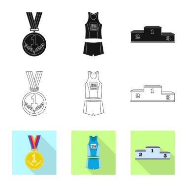 Spor ve kazanan simge vektör Illustration. Spor ve fitness hisse senedi simgesi için web topluluğu.