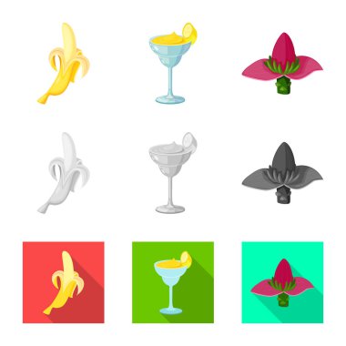 Doğal ve vejetaryen simgesi yalıtılmış nesne. Doğal ve yeme hisse senedi vektör çizim topluluğu.