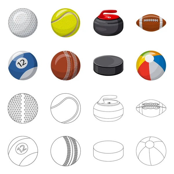 Векторная иллюстрация символа спорта и мяча. Набор спортивных и спортивных векторных значков для инвентаря . — стоковый вектор