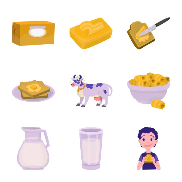 Diseño vectorial del logotipo de alimentos y lácteos. Conjunto de alimentos y colesterol vector icono para stock . — Vector de stock
