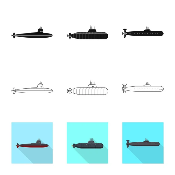 Diseño vectorial de guerra e icono de la nave. Conjunto de guerra y flota stock vector ilustración . — Vector de stock