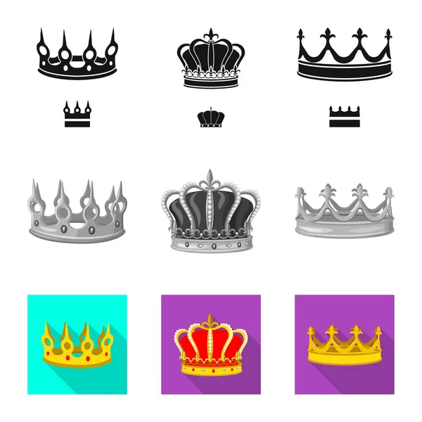 Geïsoleerde object van middeleeuwse en adel logo. Set van middeleeuwse en monarchie voorraad vectorillustratie. — Stockvector