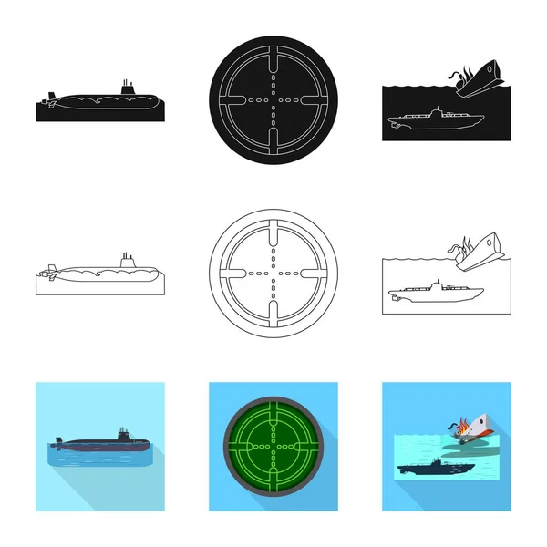 Ilustración vectorial del logotipo de guerra y barco. Conjunto de guerra y vector de flota icono para stock . — Vector de stock