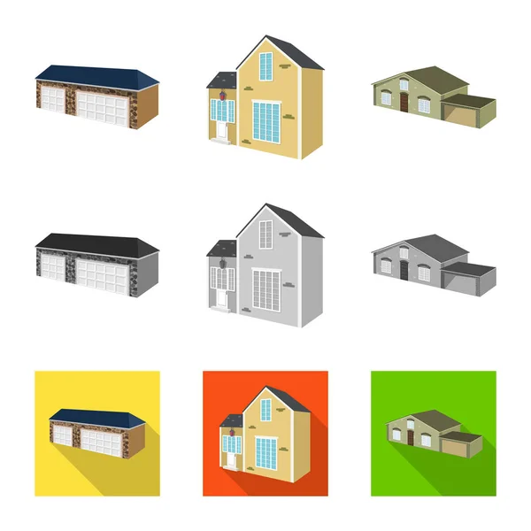 Vector design of facade and housing icon. Set of facade and infrastructure stock vector illustration. — Stock Vector