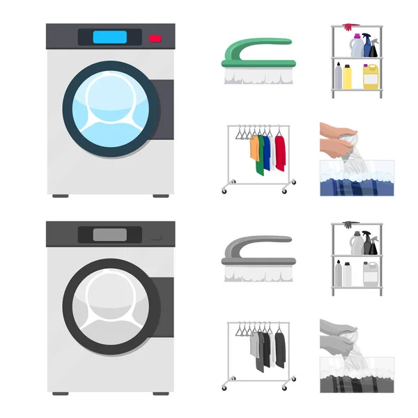 Design de vetor de lavanderia e logotipo limpo. Coleção de roupa e roupa vetor ícone para estoque . —  Vetores de Stock