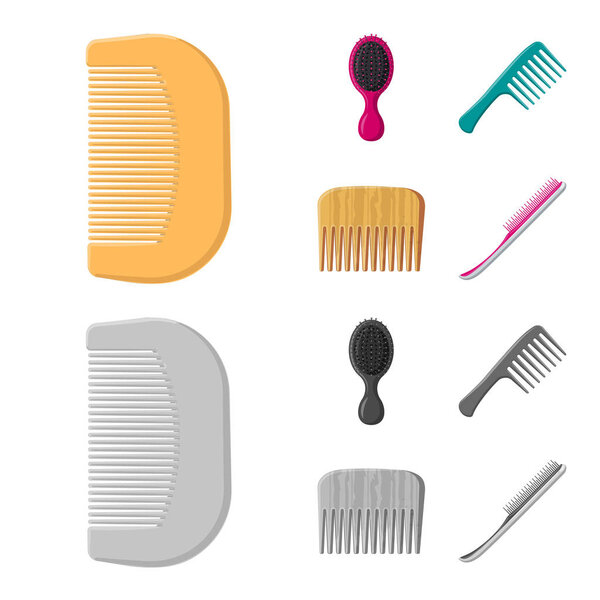 Isolated object of brush and hair symbol. Set of brush and hairbrush stock symbol for web.