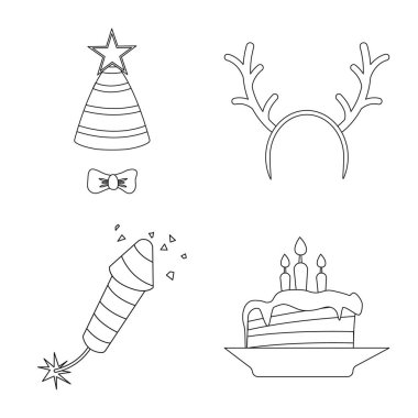 Parti ve Doğum günü logosu yalıtılmış nesne. Parti ve kutlama hisse senedi vektör çizim topluluğu.