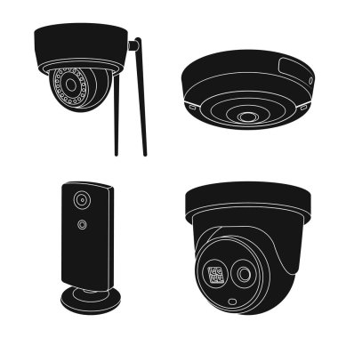 Cctv kamera simgesi vektör Illustration. Hisse senedi için cctv ve sistem vektör simge kümesi.