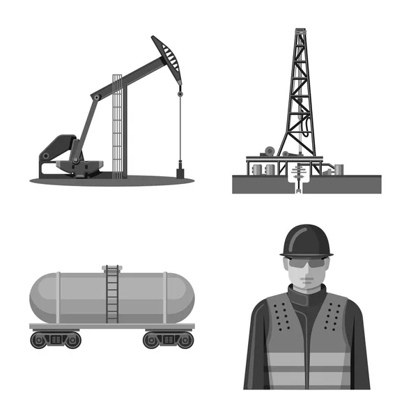 Vector design of oil and gas sign. Set of oil and petrol stock symbol for web. — Stock Vector