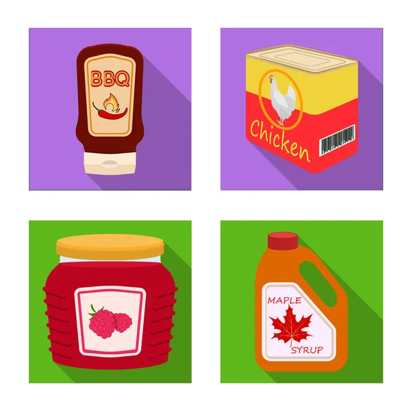 Objeto isolado de lata e logotipo de comida. Conjunto de lata e pacote de ilustração vetorial de estoque . — Vetor de Stock