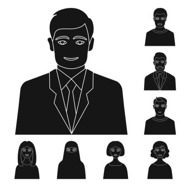 Vektör tasarım fotoğraf ve karakter işareti. Stok için fotoğraf ve yüz vektör simgesi seti.