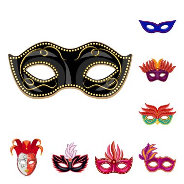 Karnaval ve tiyatro simge vektör Illustration. Karnaval ve gizem hisse senedi simgesi için web topluluğu.