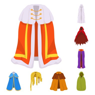 Pelerin ve giysi simgesinin izole nesne. Web için pelerin ve giysi stok sembolü seti.