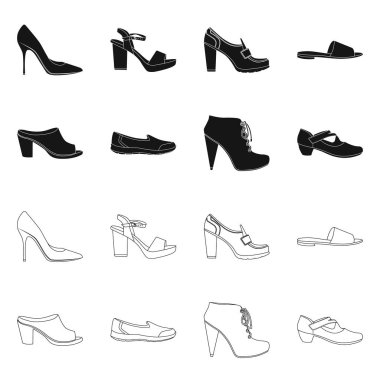 Ayakkabı ve kadın logo yalıtılmış nesne. Ayakkabı gibi ayarla ve vektör simge stok ayak.