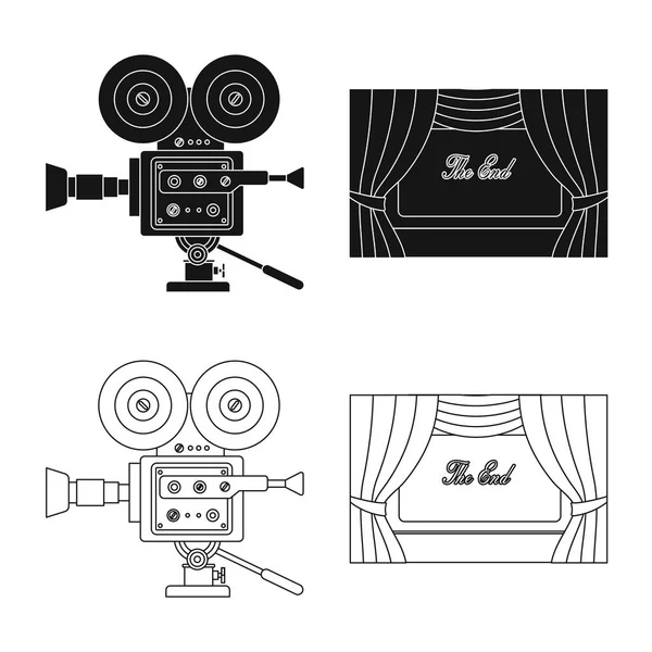 Objet isolé de télévision et logo de tournage. Série d'illustrations vectorielles pour la télévision et le visionnement . — Image vectorielle