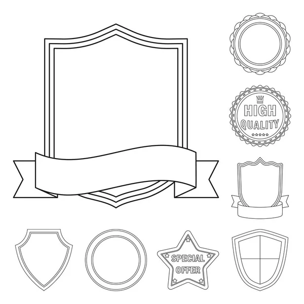 Vector illustration of emblem and badge symbol. Collection of emblem and sticker stock symbol for web. — Stock Vector