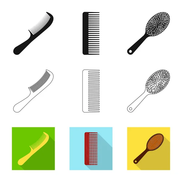 Conception vectorielle de brosse et icône de cheveux. Ensemble de brosse et icône vectorielle brosse à cheveux pour stock . — Image vectorielle