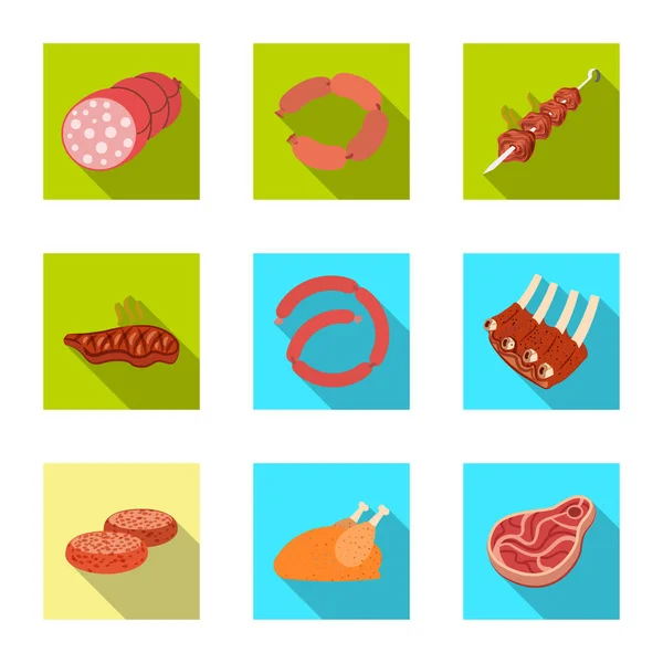 Vectorillustratie van vlees en ham pictogram. Set van vlees en koken vector pictogram voor voorraad. — Stockvector