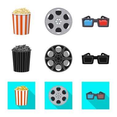 Televizyon ve filme simge vektör Illustration. Televizyon ve hisse senedi vektör çizim ile ilgilenen.