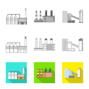 Üretim ve yapısı sembolü yalıtılmış nesne. Üretim ve teknoloji hisse senedi vektör çizim koleksiyonu.
