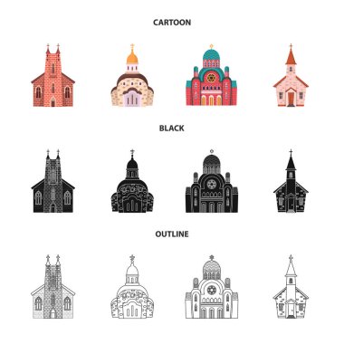 Tarikat ve tapınak sembolü izole nesne. Stok için kült ve bucak vektör simgesi koleksiyonu.