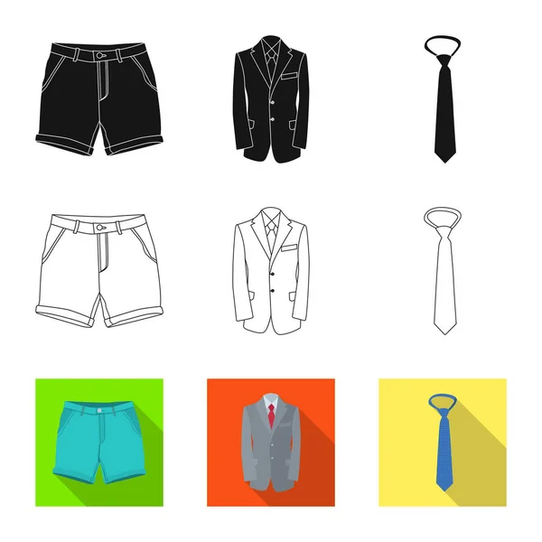 Vectorillustratie van mens en kleding logo. Instellen van de mens en het dragen van voorraad vectorillustratie. — Stockvector