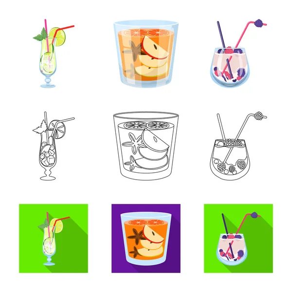 Ilustração vetorial de licor e ícone de restaurante. Coleta de licor e ingrediente estoque símbolo para web . — Vetor de Stock