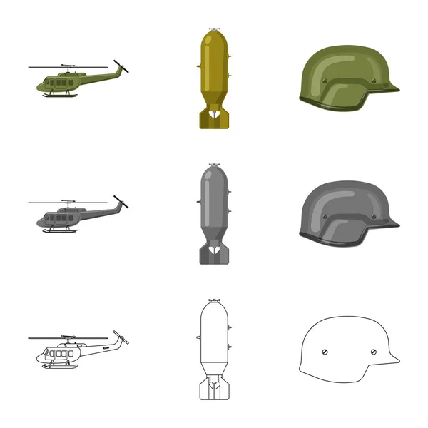 Ilustración vectorial de armas y signos de armas. Colección de armas y ejército icono vectorial para stock . — Vector de stock