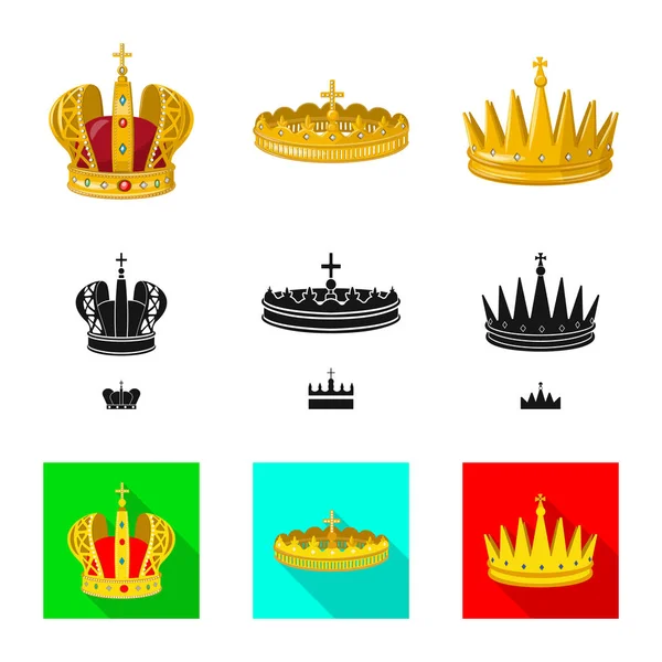 Vector illustration of medieval and nobility sign. Set of medieval and monarchy stock symbol for web. — Stock Vector