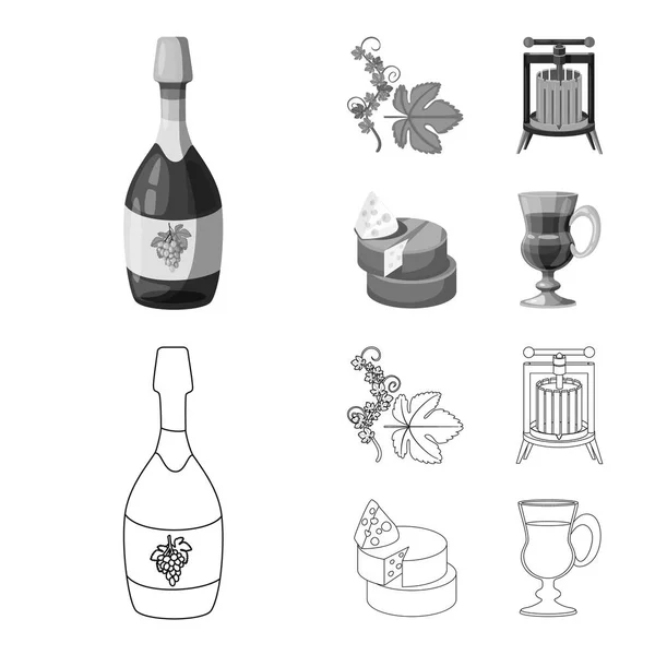 Ilustración vectorial del icono de la granja y el viñedo. Conjunto de icono de vector de granja y producto para stock. — Archivo Imágenes Vectoriales