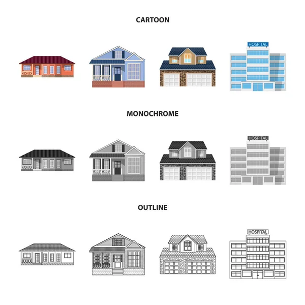 Ізольований об'єкт будівництва та переднього логотипу. Колекція символів будівлі та даху для Інтернету . — стоковий вектор