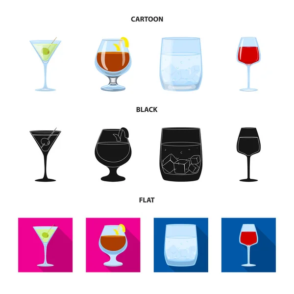 Wyizolowany obiekt alkoholowy i znak restauracji. Kolekcja symboli alkoholi i składników dla stron internetowych. — Wektor stockowy