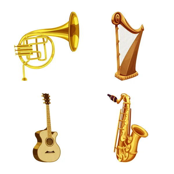 Векторный дизайн музыки и настраиваемый логотип. Коллекция музыкальных и инструментальных инструментов . — стоковый вектор