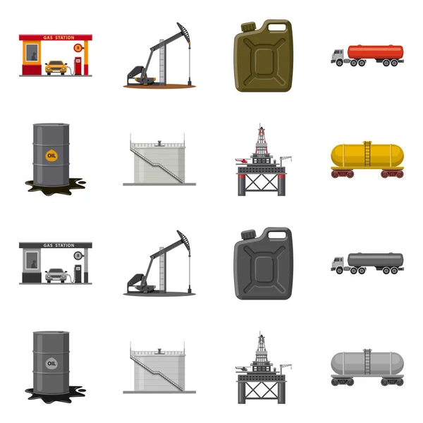 Geïsoleerde object van olie en gas pictogram. Set van olie- en benzineprijzen aandelensymbool voor web. — Stockvector