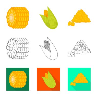 Mısır tarlası ve sebze simge vektör tasarımı. Mısır tarlası ve vejetaryen hisse senedi simgesi için web topluluğu.