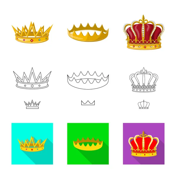 Ilustración vectorial del icono medieval y de la nobleza. Conjunto de iconos vectoriales medievales y monárquicos . — Vector de stock